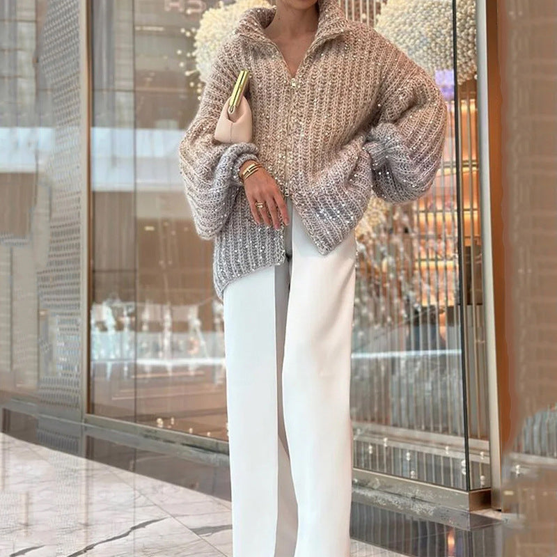Chaqueta de punto con lentejuelas uniformes